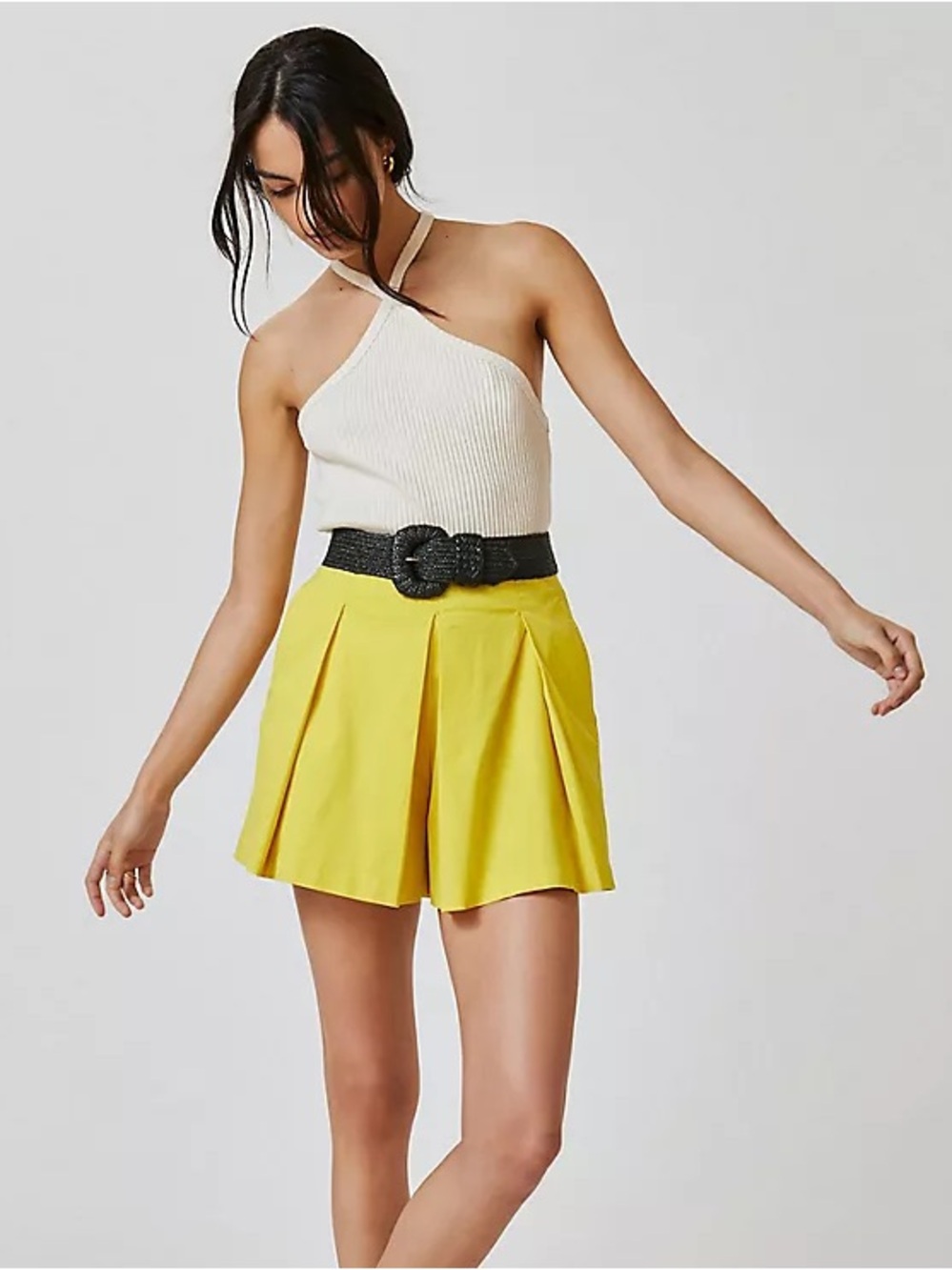 Maeve Anthropologie Pleated Tennis Skort Yellow Green